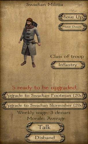 Mount&Blade: Warband: Upgrading troops