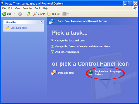 Windows XP Regional and Language Options
