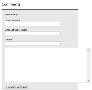 WordPress Blue Zinfandel comments box